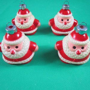 Set of 4 Vintage Santa Tree Ornaments